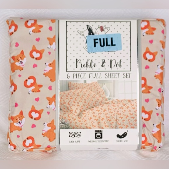 Pickle & Dot Corgi Hearts Valentine Sheet Set - 6-piece - Full - Picture 5 of 5